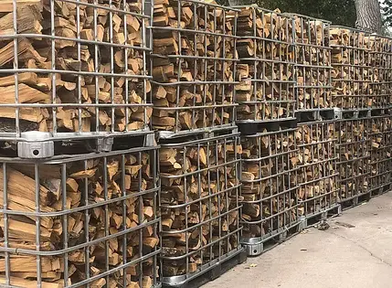 Firewood crates stacked at angle